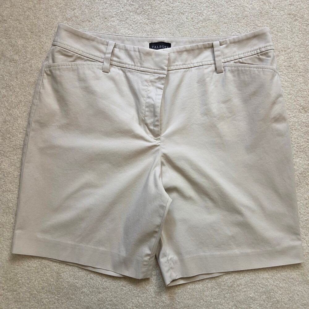 Talbots 12P Petite Perfect Short 71/2" Cotton Chino Khaki Bermuda Shorts